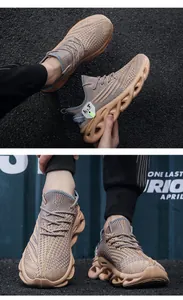 Détail de la maille tricotée kaki et semelle épaisse à vagues sur baskets tendance