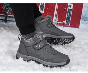 Wasserdichte Herren-Schneestiefel mit dickem Fellfutter und rutschfester Gummisohle im Freien