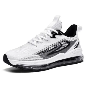 Weiße atmungsaktive Mesh-Laufschuhe mit durchgehender Luftpolsterung und sportlichem Design