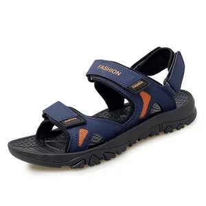 Men's outdoor summer beach sandals in navy blue with adjustable straps and soft sole