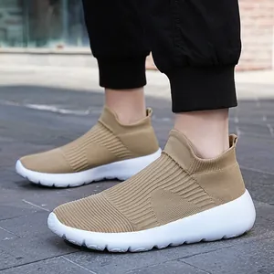 Breathable Flying Woven Sock Sneakers For Men Women Lightweight Slip-On Casual Walking Shoes With Shock Absorption ETPU Sole