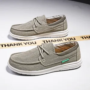 Heren Casual Canvas Instappers Wandelschoenen Ademende Mokassins Platte Mode Stof Sneakers Lichtgewicht Klassieke Instappers