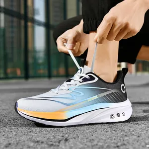 Zapatillas de Correr para Hombre Malla Transpirable Degradado Suela Gruesa Amortiguación Zapatillas de Deporte Ligeras para Caminar