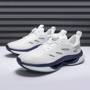 Men's breathable mesh running shoes with rotary dial lacing and cushioned sole