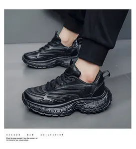 Detail shot of chunky black daddy shoes on feet featuring multi-layered texture and thick soles