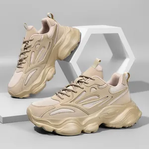 Zapatillas Chunky de Moda para Hombre Suela Gruesa Malla Transpirable Patchwork Zapatos Deportivos Casual Dad Shoes para Caminar Viajes Outdoor Lifestyle
