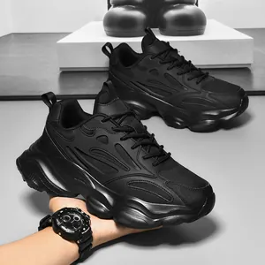 Zapatillas chunky negras con plataforma, malla transpirable y suela ondulada