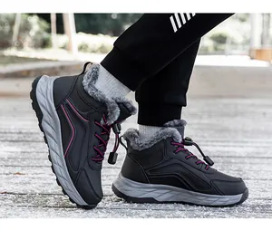 Winter thermal walking shoes for women featuring plush fur lining and thick non-slip soles