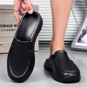 Men's waterproof black EVA mule shoes with slip-resistant soles for chefs and casual driving