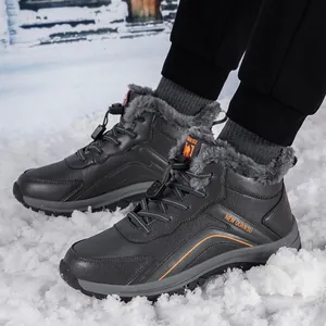 Winter high-top outdoor boots in dark grey with warm faux fur lining and non-slip sole