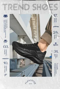 Macro detail of breathable mesh fabric and chunky sole on black athletic climbing shoes