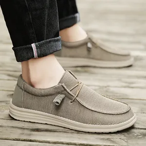 Mocasines caqui para hombre de malla transpirable con suela gruesa antideslizante para ocio