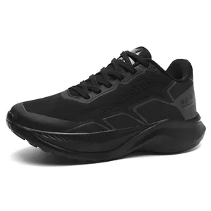 Men's black platform running shoes with breathable mesh and lightweight cushioned soles
