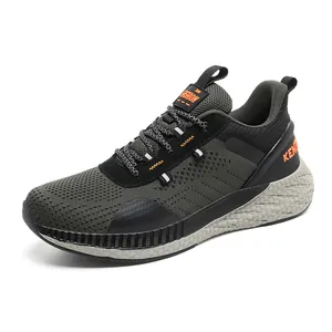 Scarpe sportive da uomo in maglia verde militare con suola spessa in EVA antiscivolo