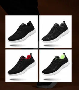 Available colors for breathable mesh sneakers in black, black-grey, black-red, and black-green