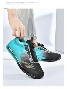 Detail view of athletic shoe showing the rotary dial lacing system and air cushion sole