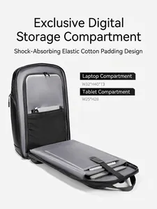 Business laptop backpack with dedicated 17 inch digital compartment and grey interior
