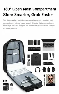 Mochila ejecutiva para portátil con apertura de 180 grados y múltiples compartimentos