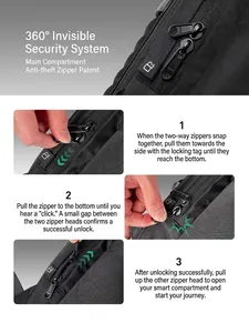 Universal large capacity backpack with anti-theft system and magnetic zippers