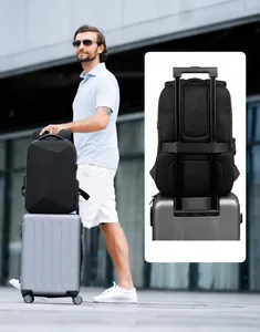 Mochila rígida impermeable para portátil con correa trasera para sujetar a la maleta