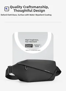 Close-up of water-repellent Oxford fabric and durable finish on the black crossbody bag