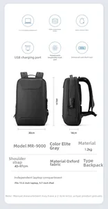 Detail view of business laptop backpack with side anti-theft lock and USB charging port