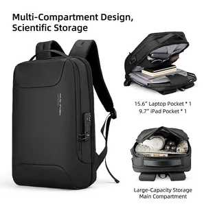 Business anti-theft backpack for 15.6 inch laptop with USB charging port and lock