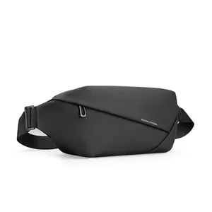 Waterproof black crossbody chest bag with minimalist geometric design and Mark Ryden branding