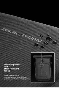 Close-up of water-repellent and anti-stain next-generation Oxford fabric on camera backpack