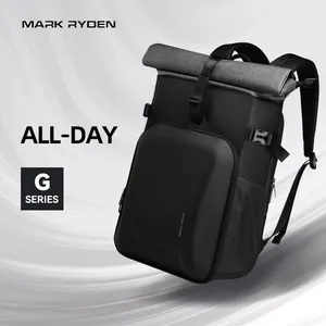 Waterproof black and grey DSLR camera backpack with hard shell protective compartment