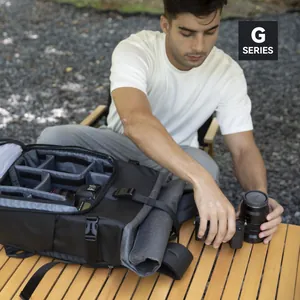 Waterproof professional DSLR camera backpack with adjustable dividers for outdoor photography