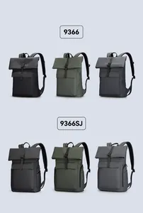 Sacs à dos business à fermeture roll-top en noir, vert olive et gris foncé avec boucles