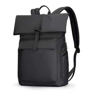 Sac à Dos Business Roll-Top Imperméable en Tissu Oxford Sac pour Ordinateur 15 Pouces Hommes Femmes Urbain Casual Voyage