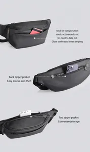 Three-layer storage detail of water-resistant crossbody bag with anti-theft back pocket