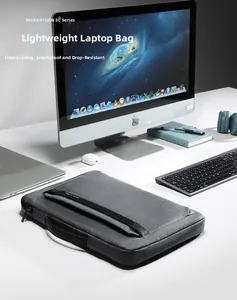 Detail of the soft fleece lining for shockproof protection in a gray laptop sleeve bag