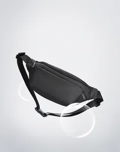 Detailed view of a lightweight 300g waterproof crossbody bag with matte fabric and buckle