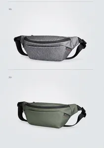 Close-up of lightweight sling bags in techno grey and olive green waterproof fabric