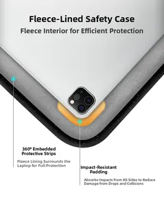 Detail of 360 degree protective padded inner lining for 15.6 inch laptop bag