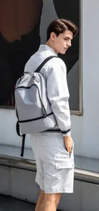 Lightweight 0.55KG light gray casual backpack made of premium fabric for outdoor travel