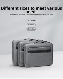 Three sizes of grey laptop briefcases in 13.3, 15, and 15.6 inch displayed together