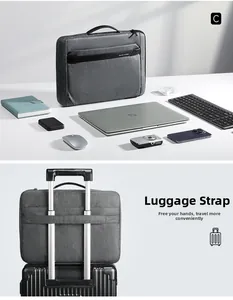 Waterproof business laptop bag with reinforced handle and luggage strap for travel