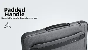 Detail of the Mark Ryden laptop briefcase showing retractable cushioned handle design