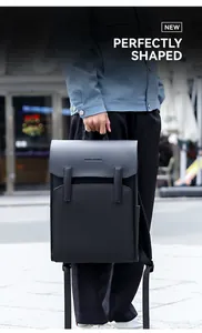 Close-up of MARK RYDEN business backpack with waterproof matte finish and brand logo