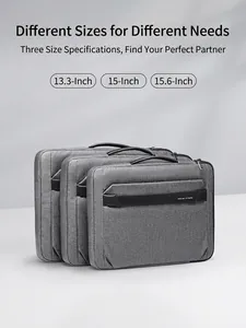 Three sizes of slim grey laptop bags for 13 to 15.6 inch MacBooks and business laptops