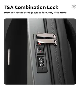 Detail view of the TSA customs combination lock and durable hardshell backpack texture
