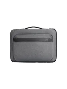 Waterproof dark grey laptop briefcase with top handle and sleek professional design