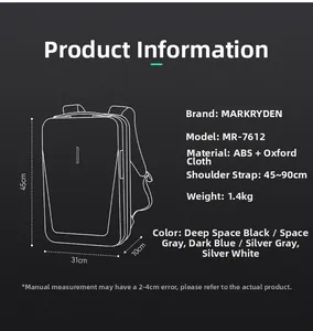 Detailed dimension guide and specifications for this hard shell 15.6 inch laptop backpack