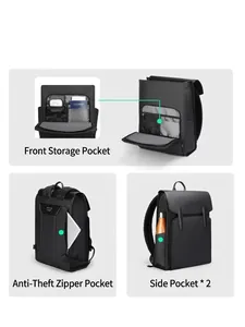 Waterproof multi-compartment business laptop backpack with anti-theft pocket and side pockets