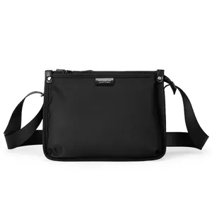 Waterproof black oxford cloth messenger bag for men with adjustable shoulder strap