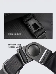 Black Oxford messenger bag featuring durable buckle closure and detachable shoulder strap